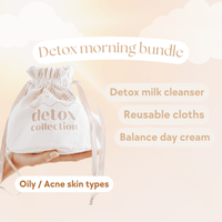 Detox Morning Skincare Bundle | Natural, Plant Based Cleanser, Day Cream and Cleansing Cloths