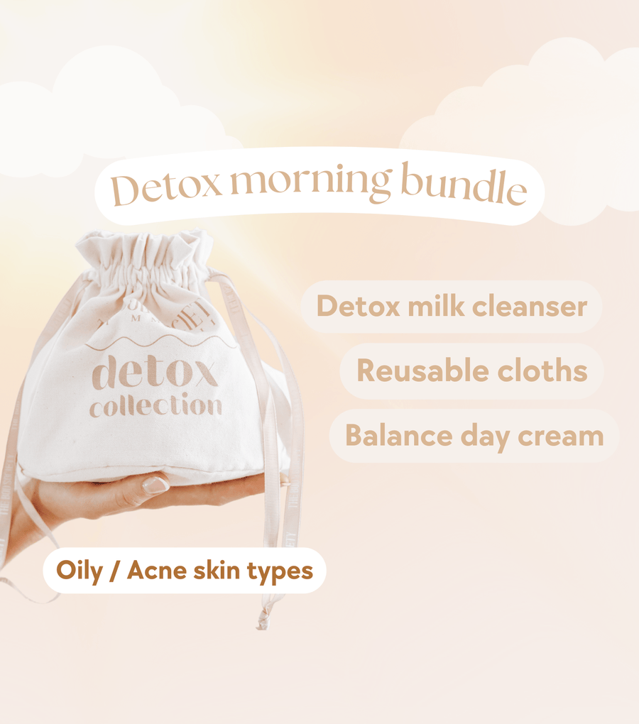 Detox Morning Skincare Bundle | Natural, Plant Based Cleanser, Day Cream and Cleansing Cloths